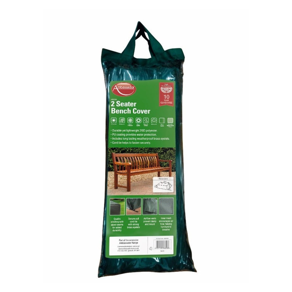 Ambassador green 2 seat garden bench cover, view 4