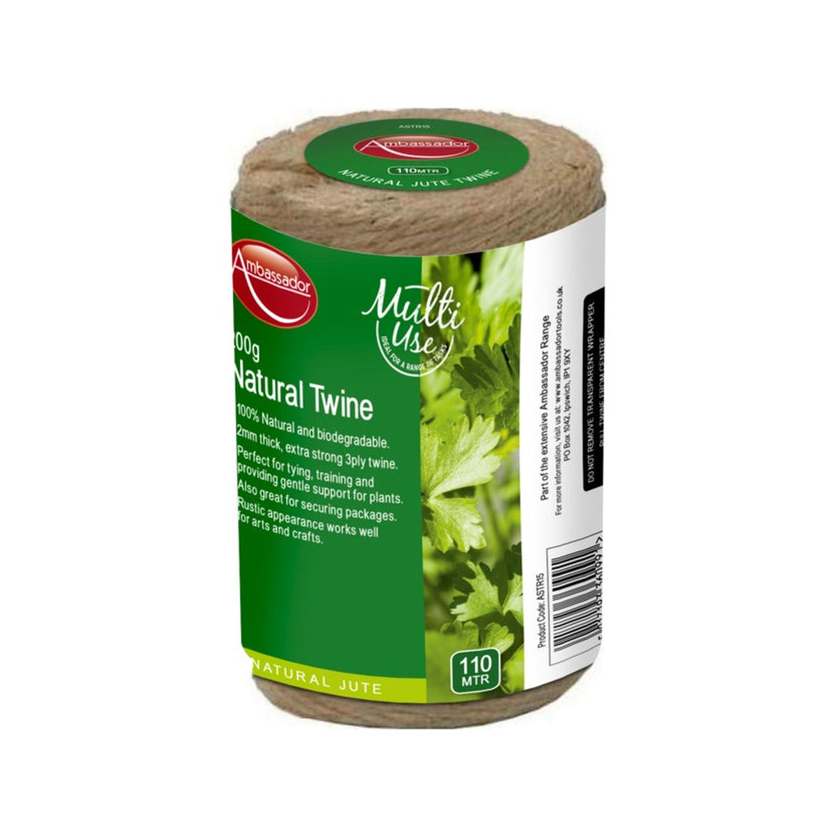 Ambassador natural jute twine 3 ply 400g spool, 160m