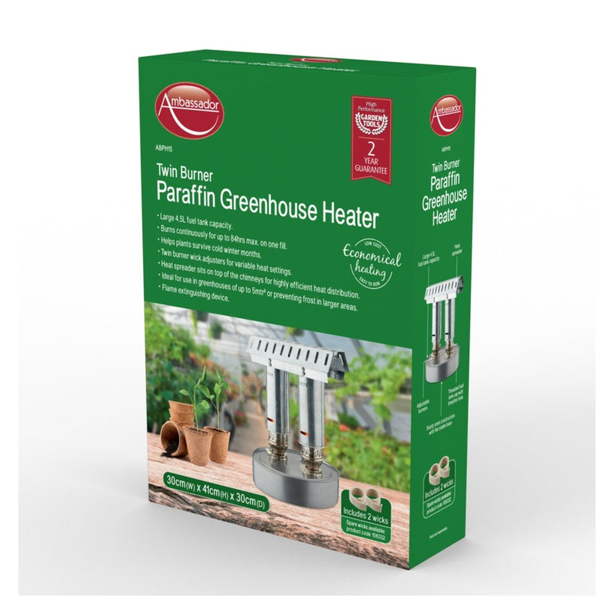 Ambassador twin burner paraffin greenhouse heater