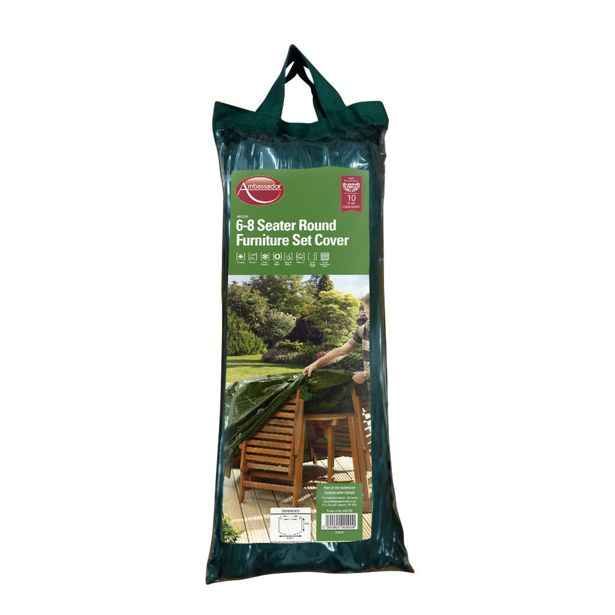 Ambassador green round garden furniture set cover for 6 to 8 seaters