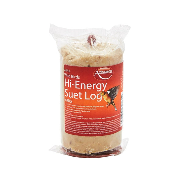 Ambassador 420g suet log with hanger for garden birds