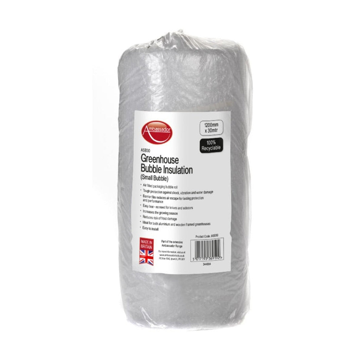 Ambassador UV small bubble greenhouse insulation roll 750mm x 30m