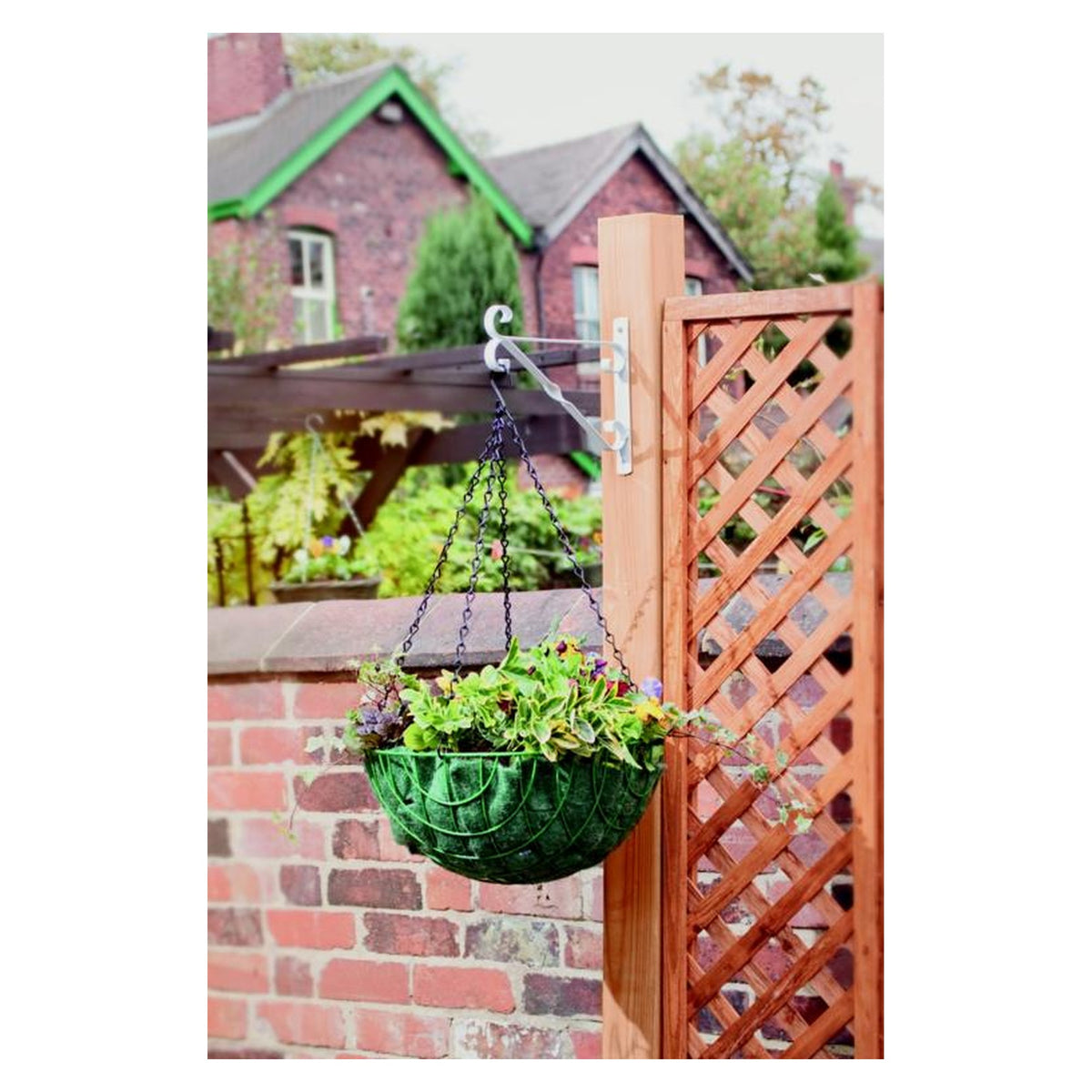 Ambassador white powder coated hanging basket bracket 35cm