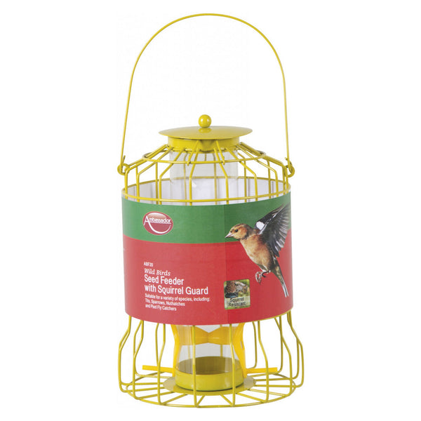 Ambassador wild bird seed feeder with squirrel guard