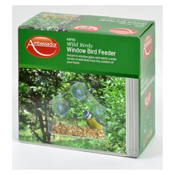Ambassador clear acrylic window bird feeder with suction cups