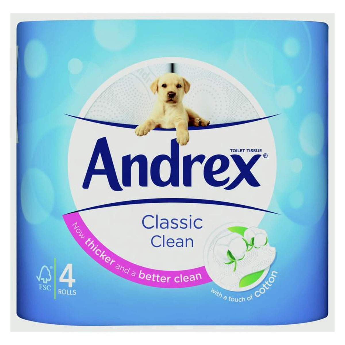Pack of four Andrex white 2 ply toilet rolls