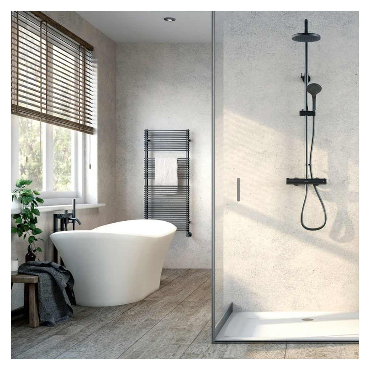 Aqualisa round bar valve dual mixer shower in matt black, view 2