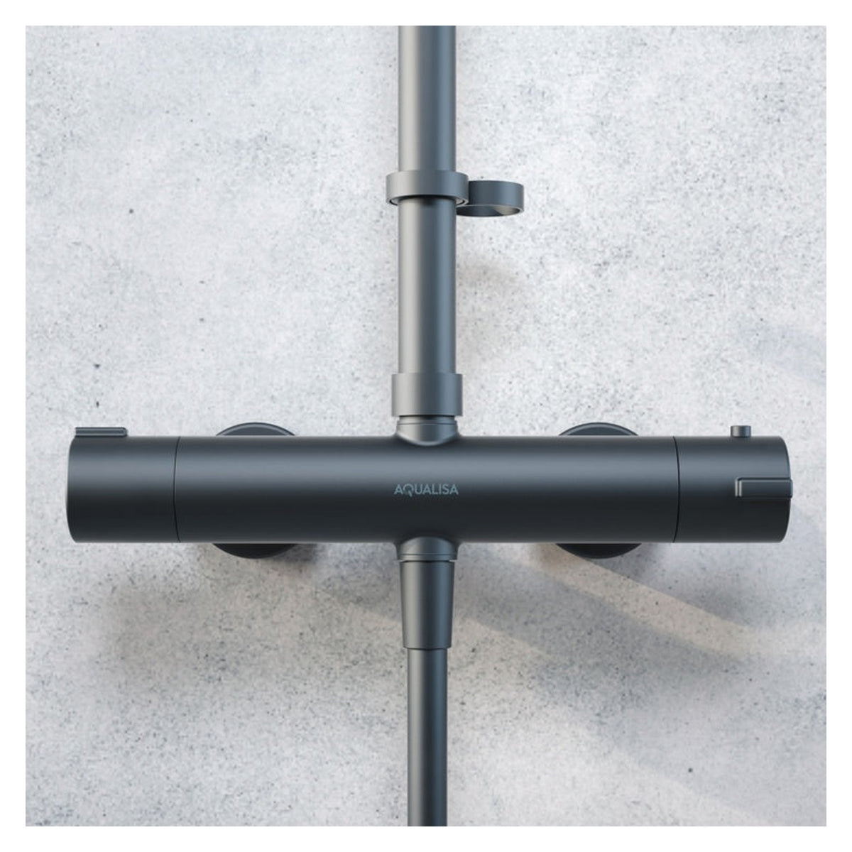 Aqualisa round bar valve dual mixer shower in matt black, view 3