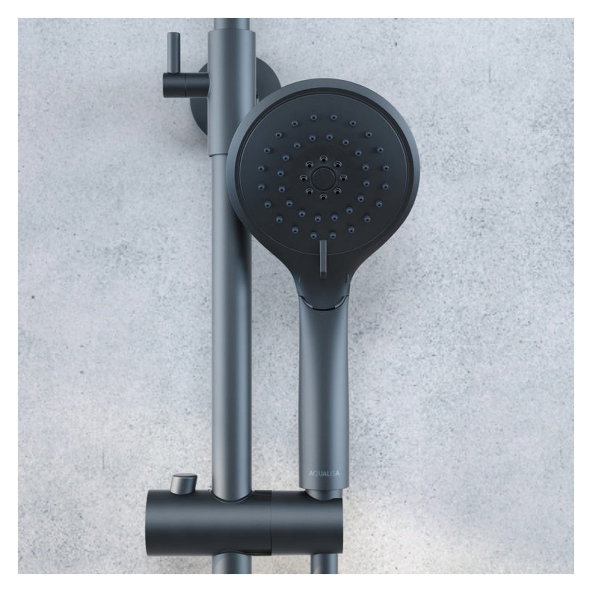 Aqualisa round bar valve dual mixer shower in matt black, view 4