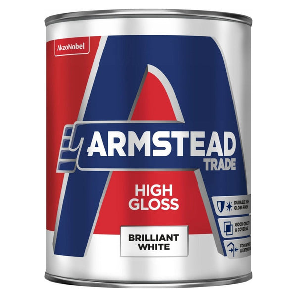 Armstead Trade high gloss brilliant white paint 1L tin