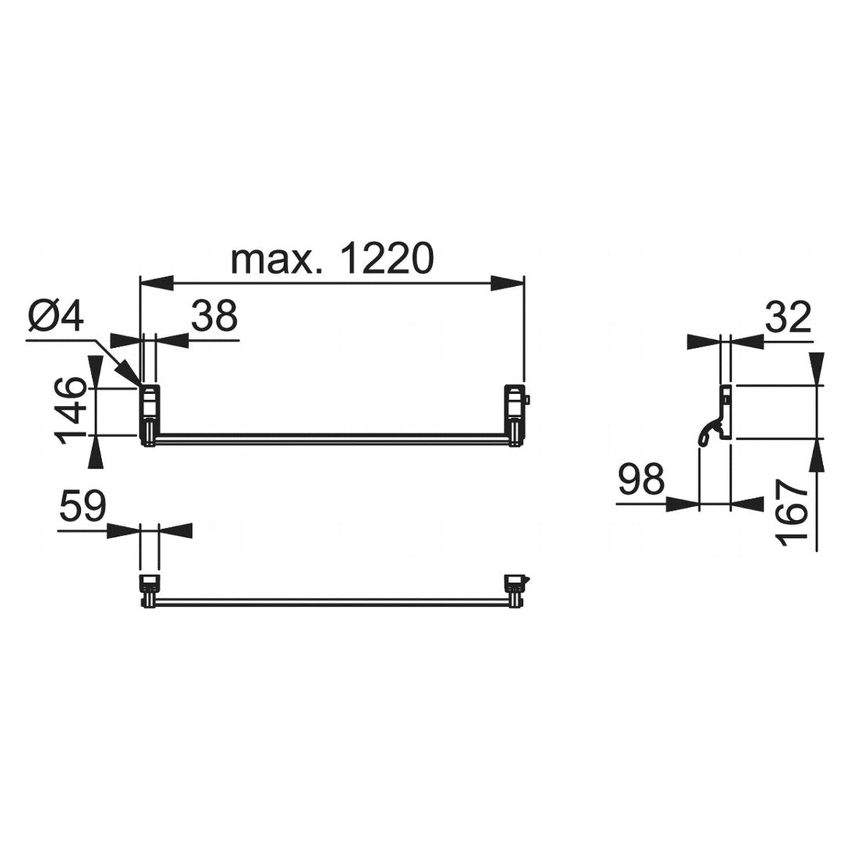 Arrone push bar panic latch for emergency exit doors, view 2