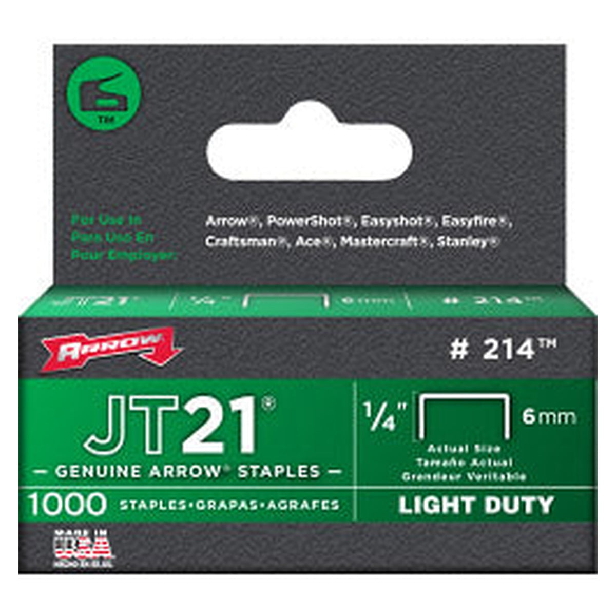 Arrow JT21 T27 6mm staples box of 1000