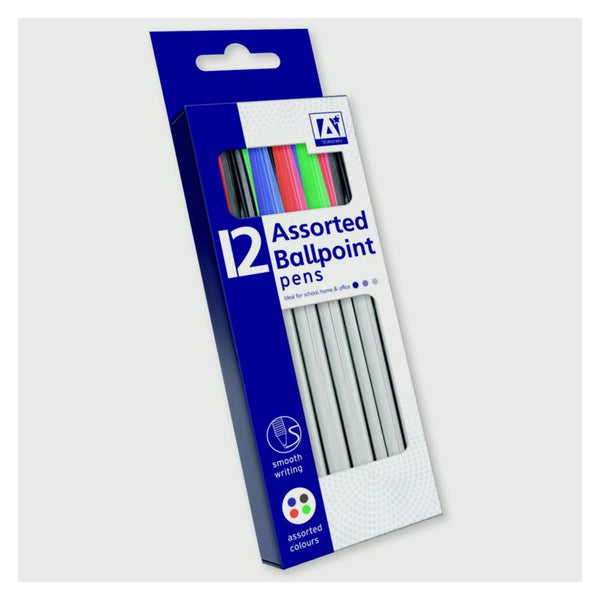 Assorted Ballpoint Pens - Pack 12