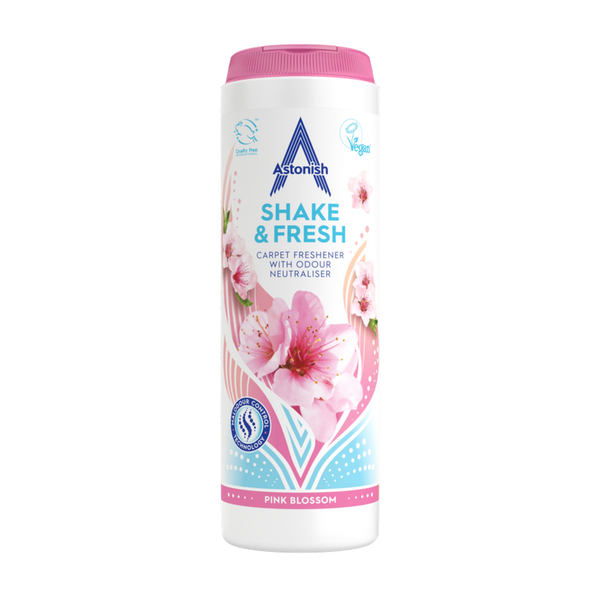 Astonish Shake and Fresh pink blossom carpet freshener 350g