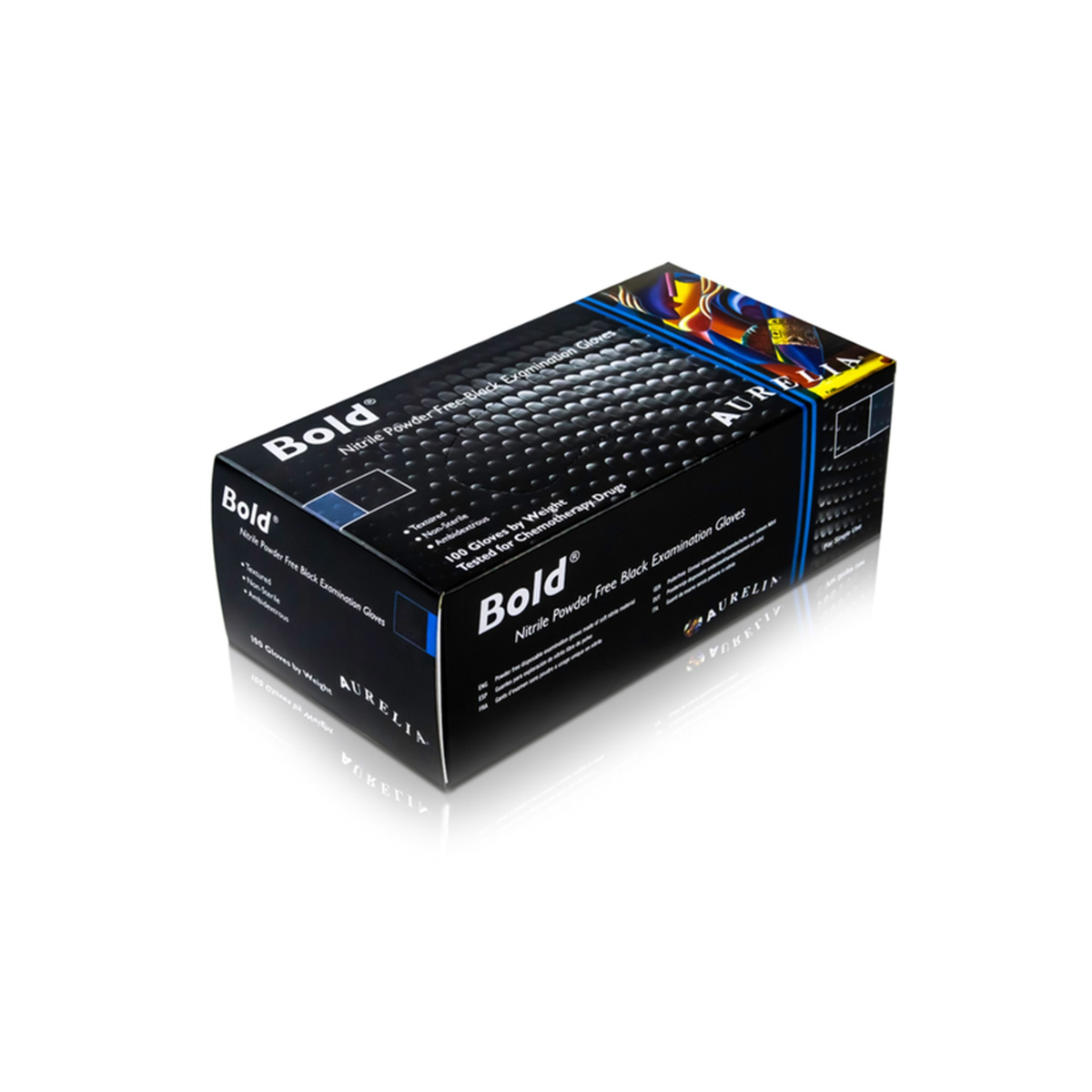 Box of 100 Aurelia Bold black nitrile gloves medium