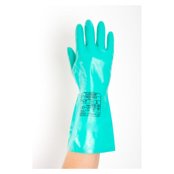 Aurelia Chem Max green nitrile gauntlet, size 8
