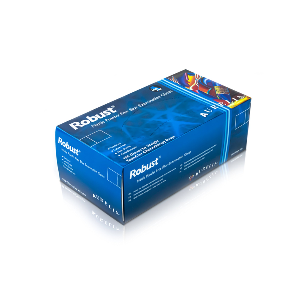 Box of 100 Aurelia blue nitrile disposable gloves large