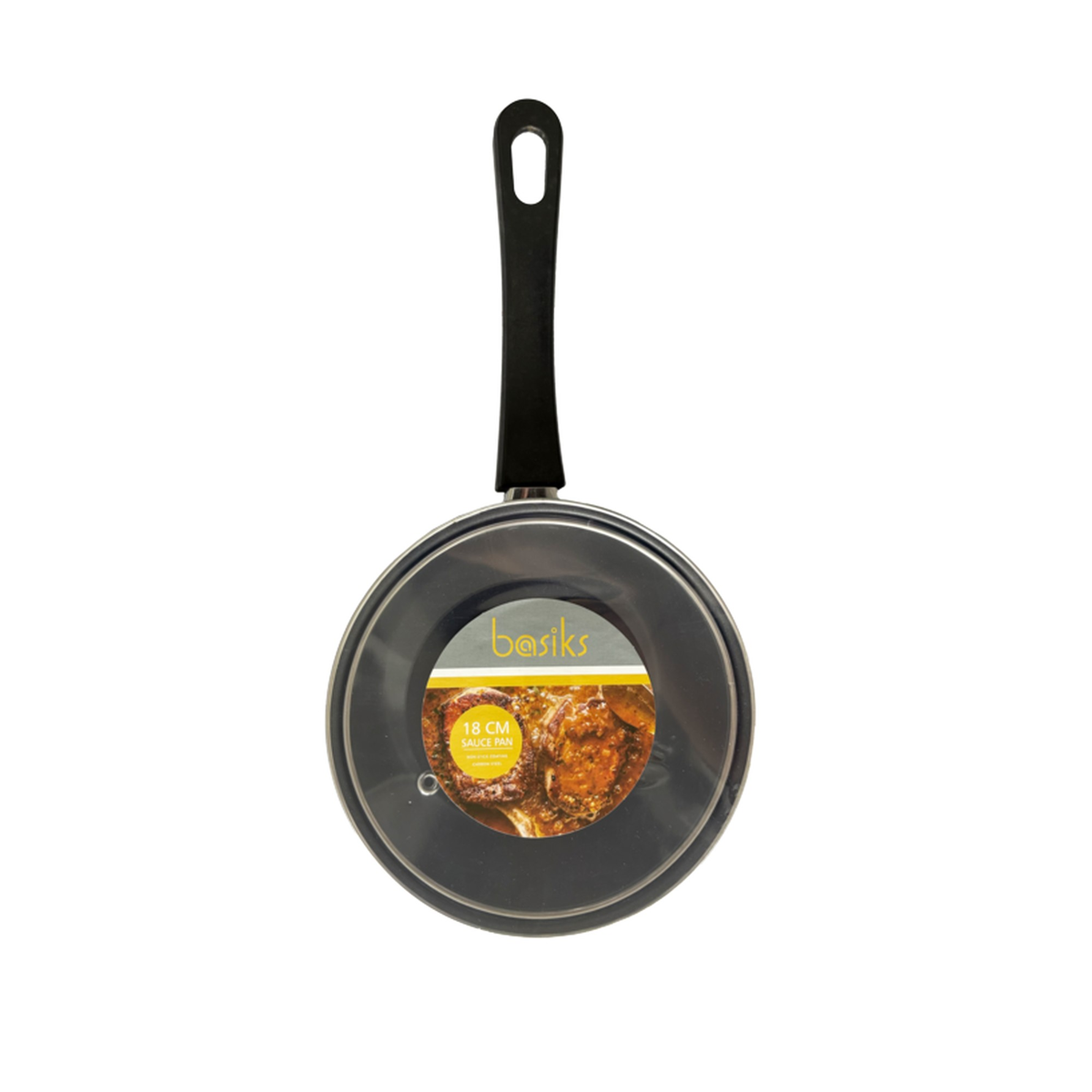 Basiks 18cm carbon steel saucepan with lid