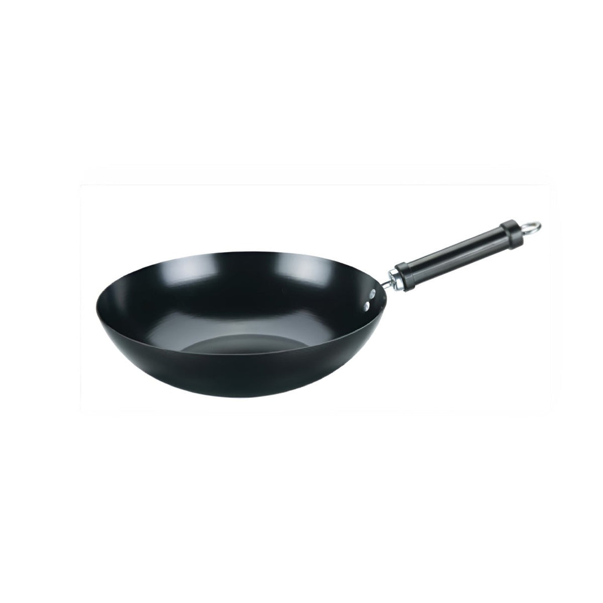 Basiks 30cm carbon steel wok with wooden handle