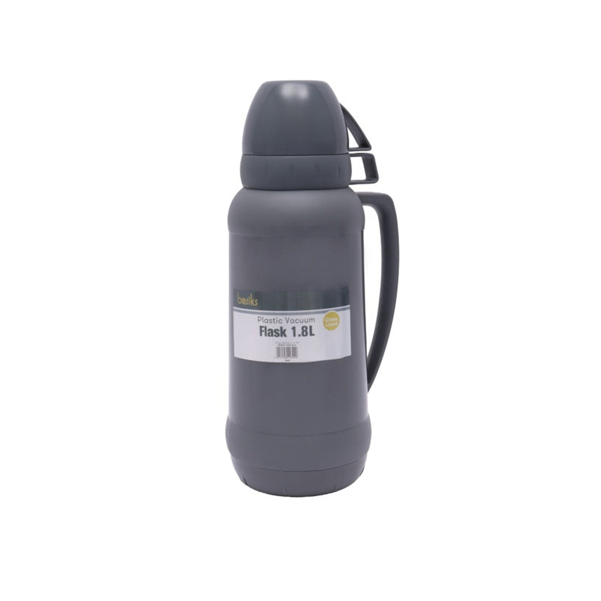 Basiks 1.8L glass lined thermal flask with two cups