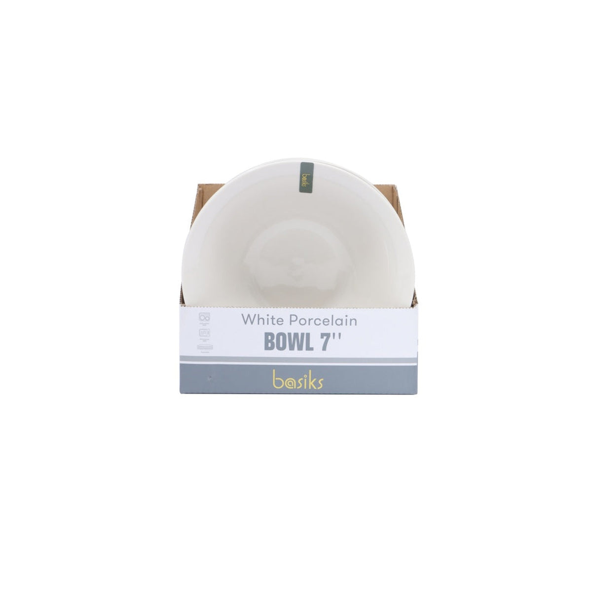 Basiks 7 inch white porcelain bowl, view 2