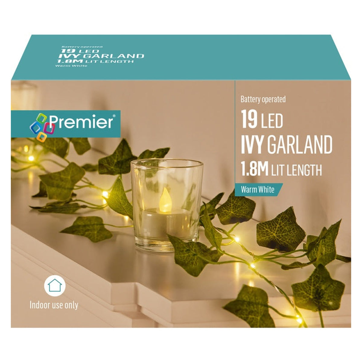 Battery Operated Ivy Garland - Warm White 19 LED 1.8m, view 2
