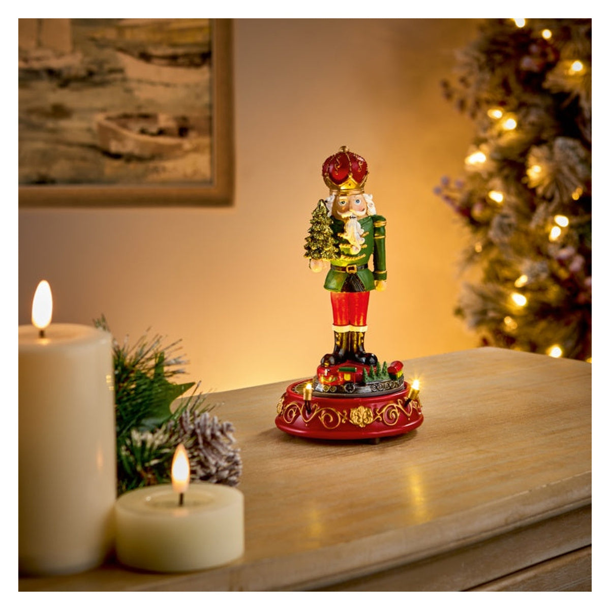 Battery Operated Lit Animated Nutcracker - 20.5cm, view 2