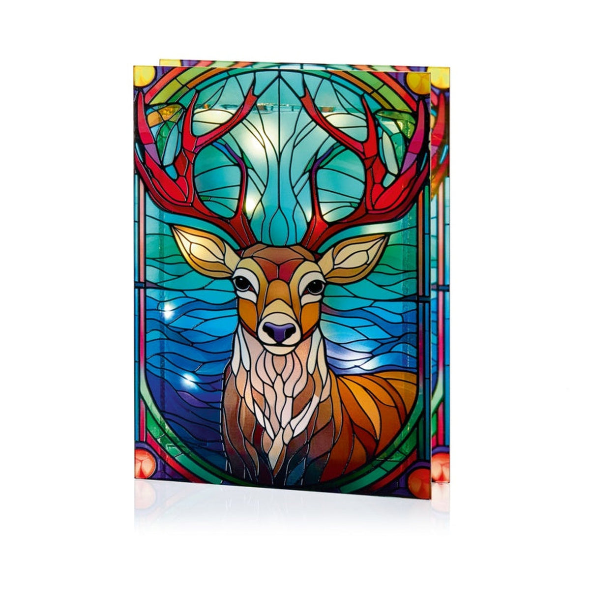 Battery Operated Lit Glass Stag Table Top 50 LED Warm White - 21x28