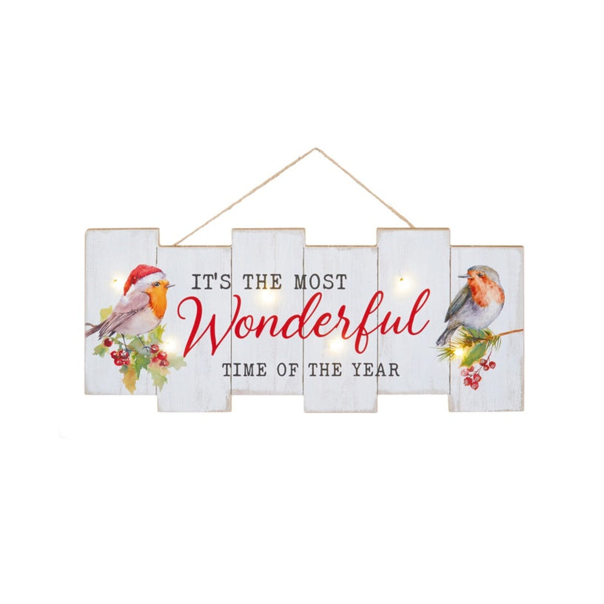 Battery Operated Robin Scene Plaque - 48 X 21cm