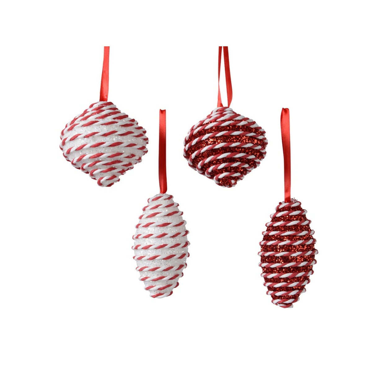 Bauble Foam Glitter Red/White - 5.50cm Assorted