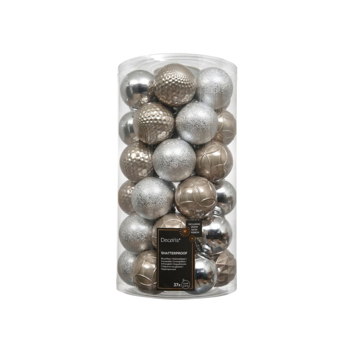 Baubles Pack 37 - 6cm Silver