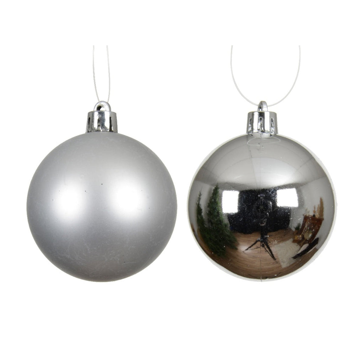 Baubles Polystyrene Silver - 10cm Assorted Pack 4, view 2
