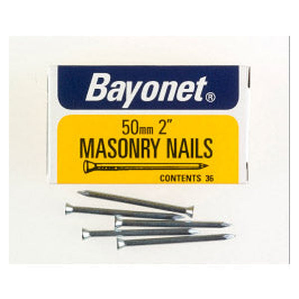 Zinc plated 50mm masonry nails box pack
