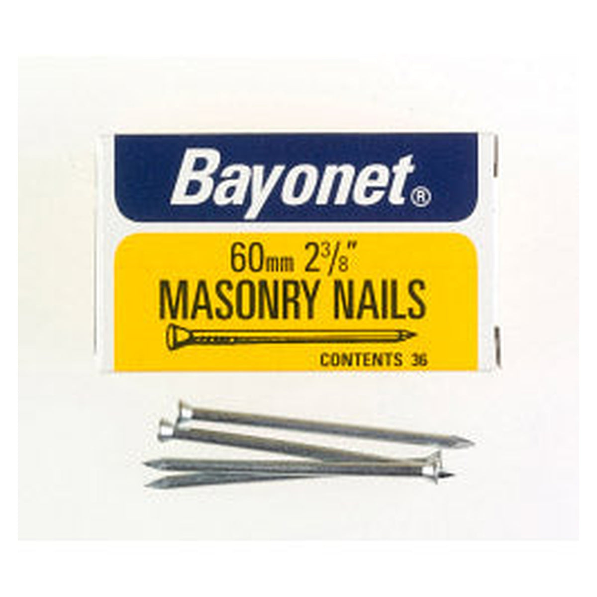Box of 36 zinc plated 60mm masonry nails