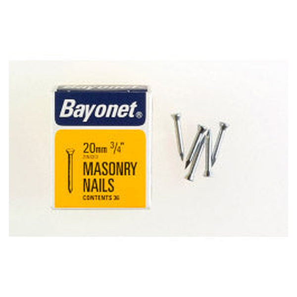 Bayonet zinc plated masonry nails 20mm box of 36