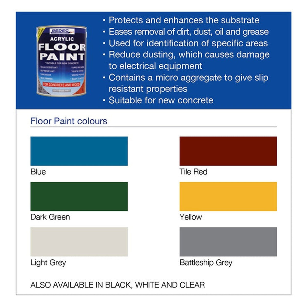 Bedec Acrylic Floor Paint 5L tin in Tile Red, view 2