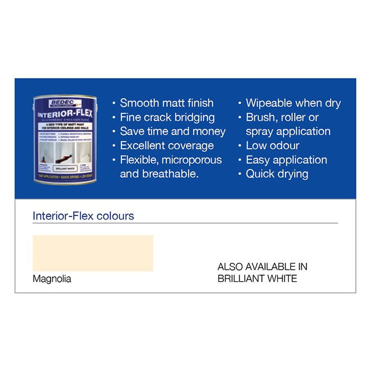 Bedec Interior Flex matt magnolia 5L tin, view 2
