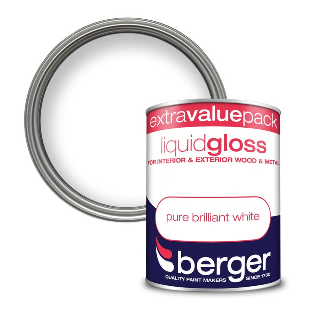 Berger Liquid Gloss 1.25L tin in Pure Brilliant White