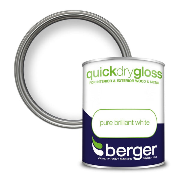 Berger Quick Dry Gloss 750ml tin in Brilliant White