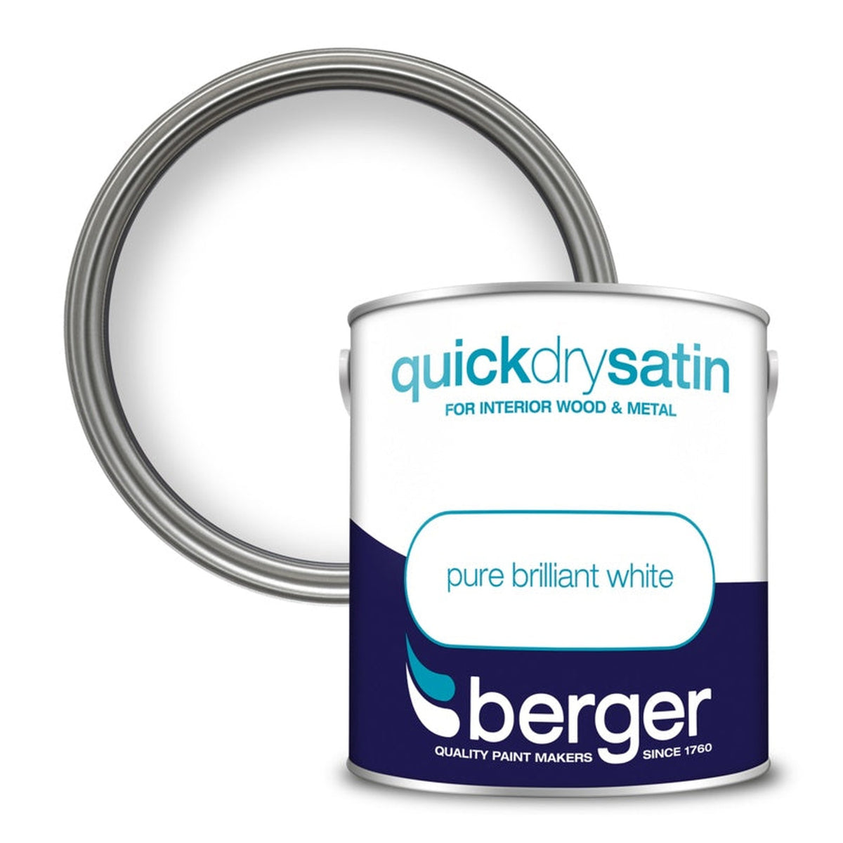 Berger Quick Dry Satin 2.5L tin in Brilliant White