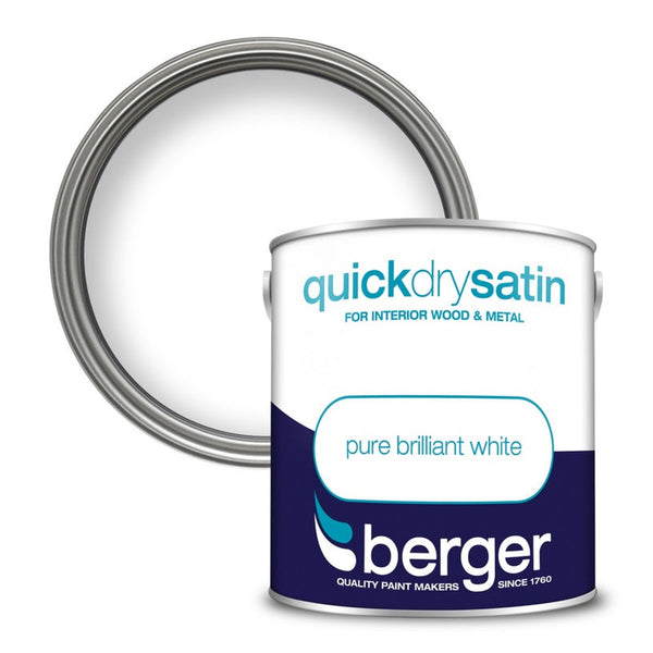 Berger Quick Dry Satin 2.5L tin in Brilliant White