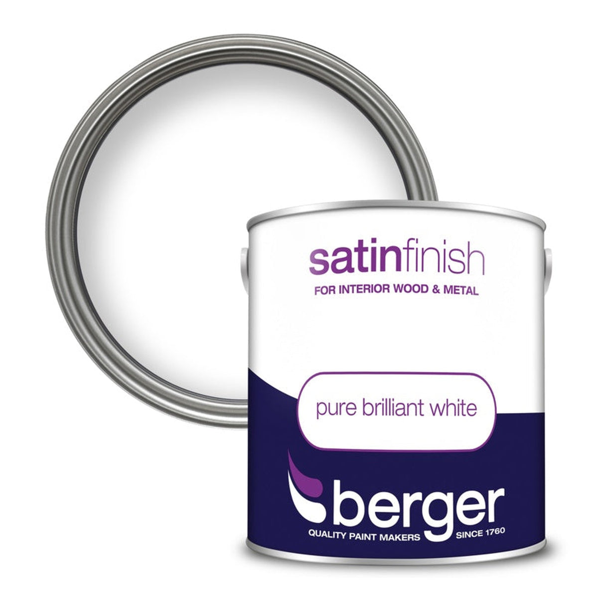 Berger Satin Finish 2.5L tin in Pure Brilliant White
