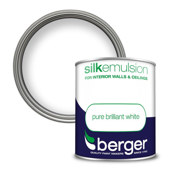 Berger Silk Emulsion 1L tin in Pure Brilliant White
