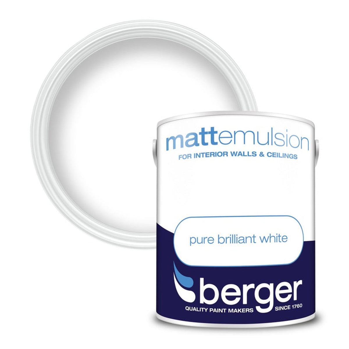 Berger Vinyl Matt emulsion Pure Brilliant White 5L tin