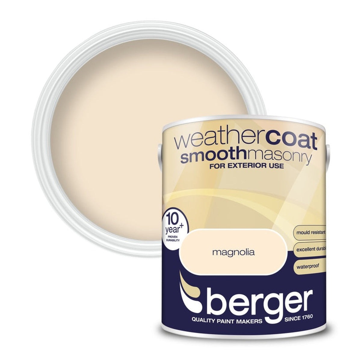 Berger Weathercoat Smooth Masonry 5L tin in Magnolia