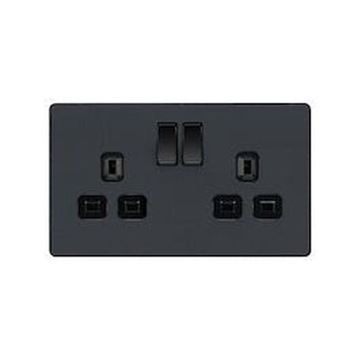 BG 13A 2 gang switched socket in matt grey