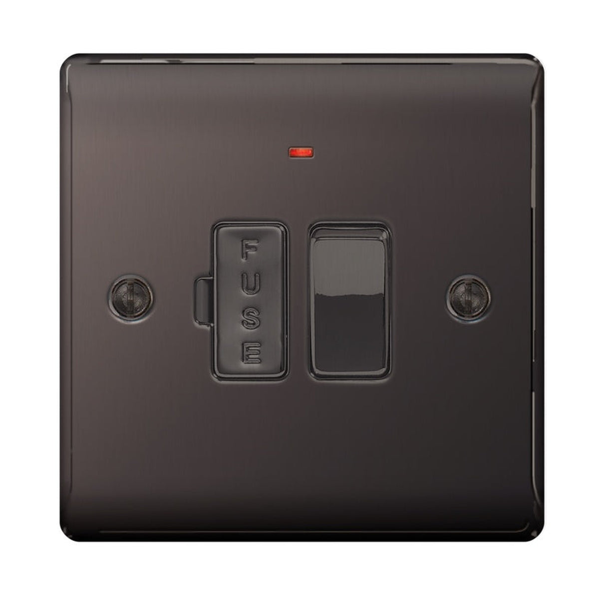 BG 13A switched fused connection unit with neon in metal finish