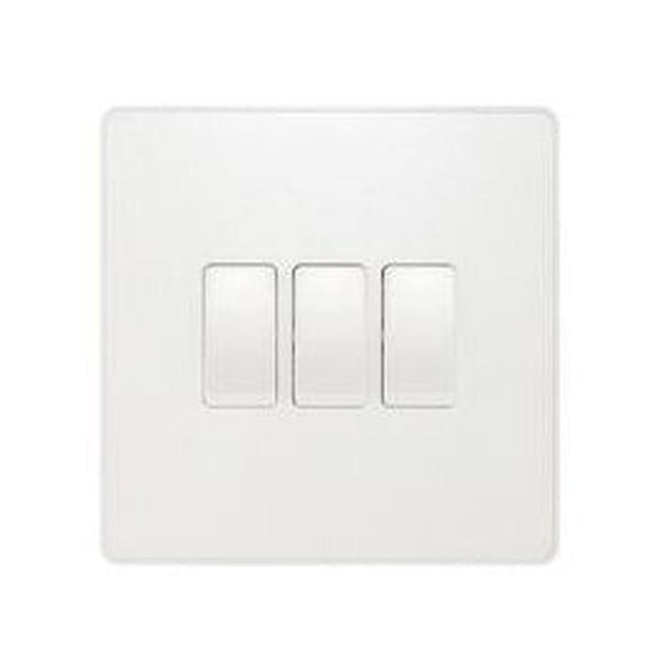 BG 3 gang 2 way plastic switch in pearlescent white