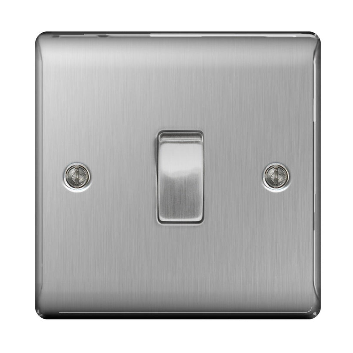 BG brushed steel 10A 2 way 1 gang plate switch