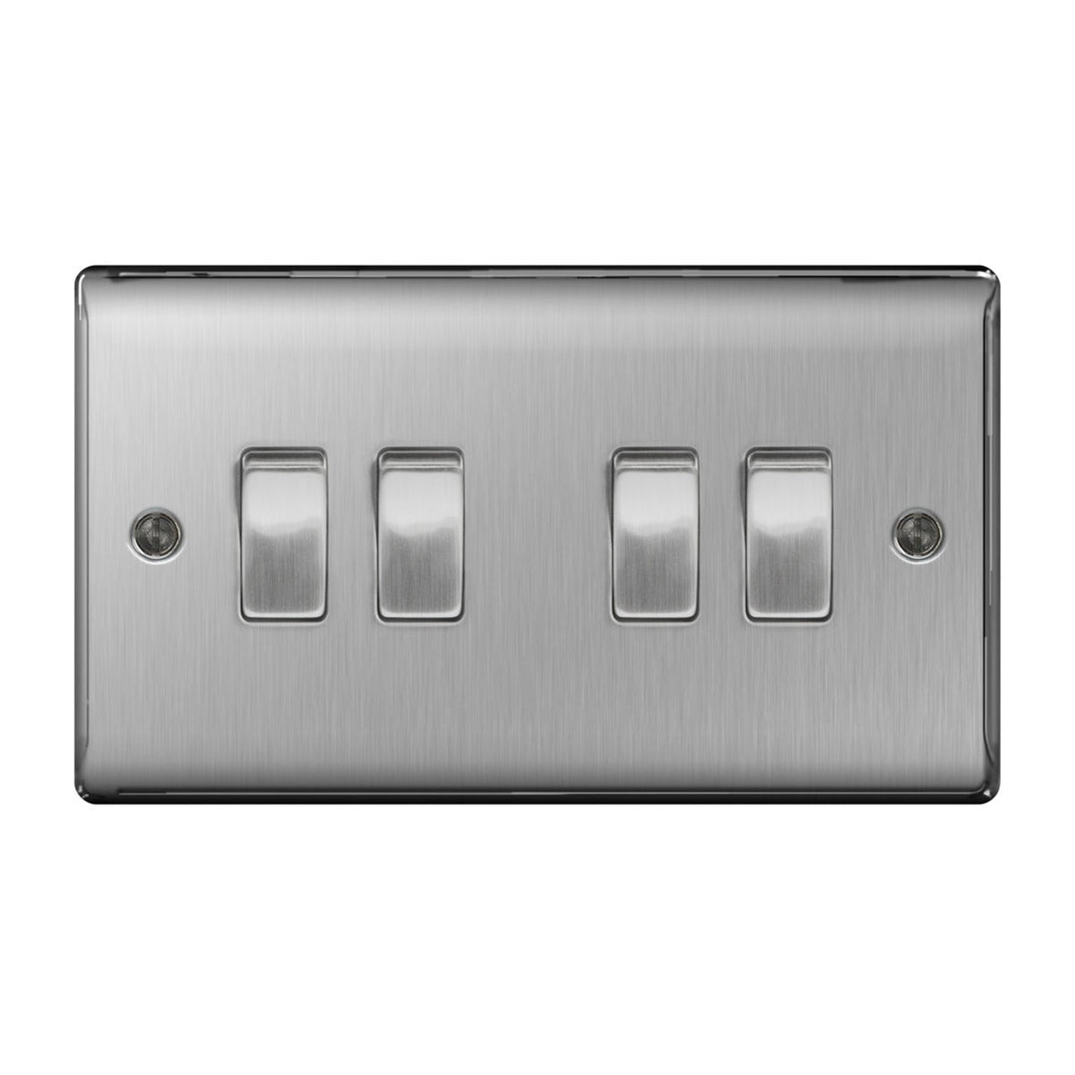 BG brushed steel 4 gang 2 way 10AX plate switch